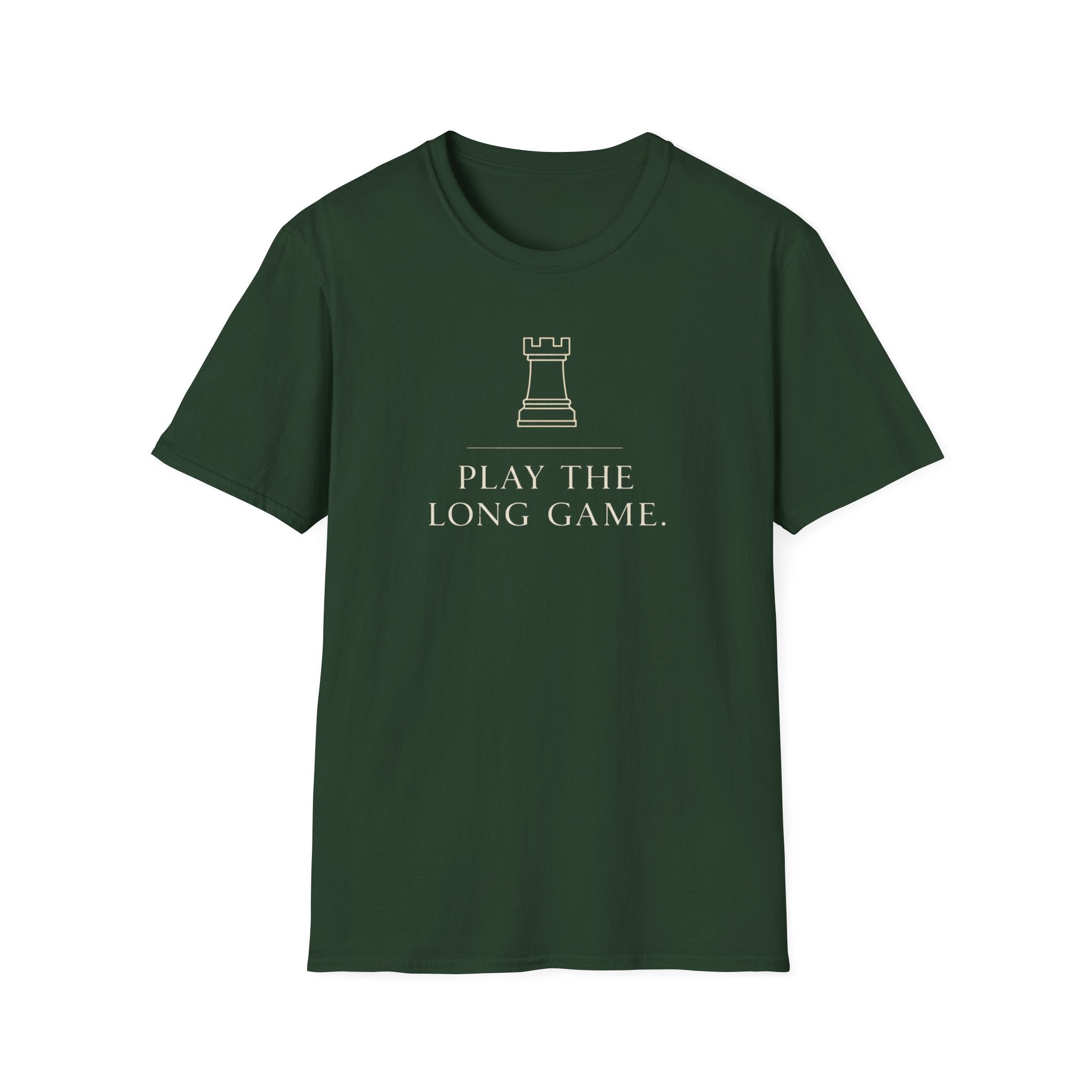 'Play the Long Game' Chess Rook Motivational Tee
