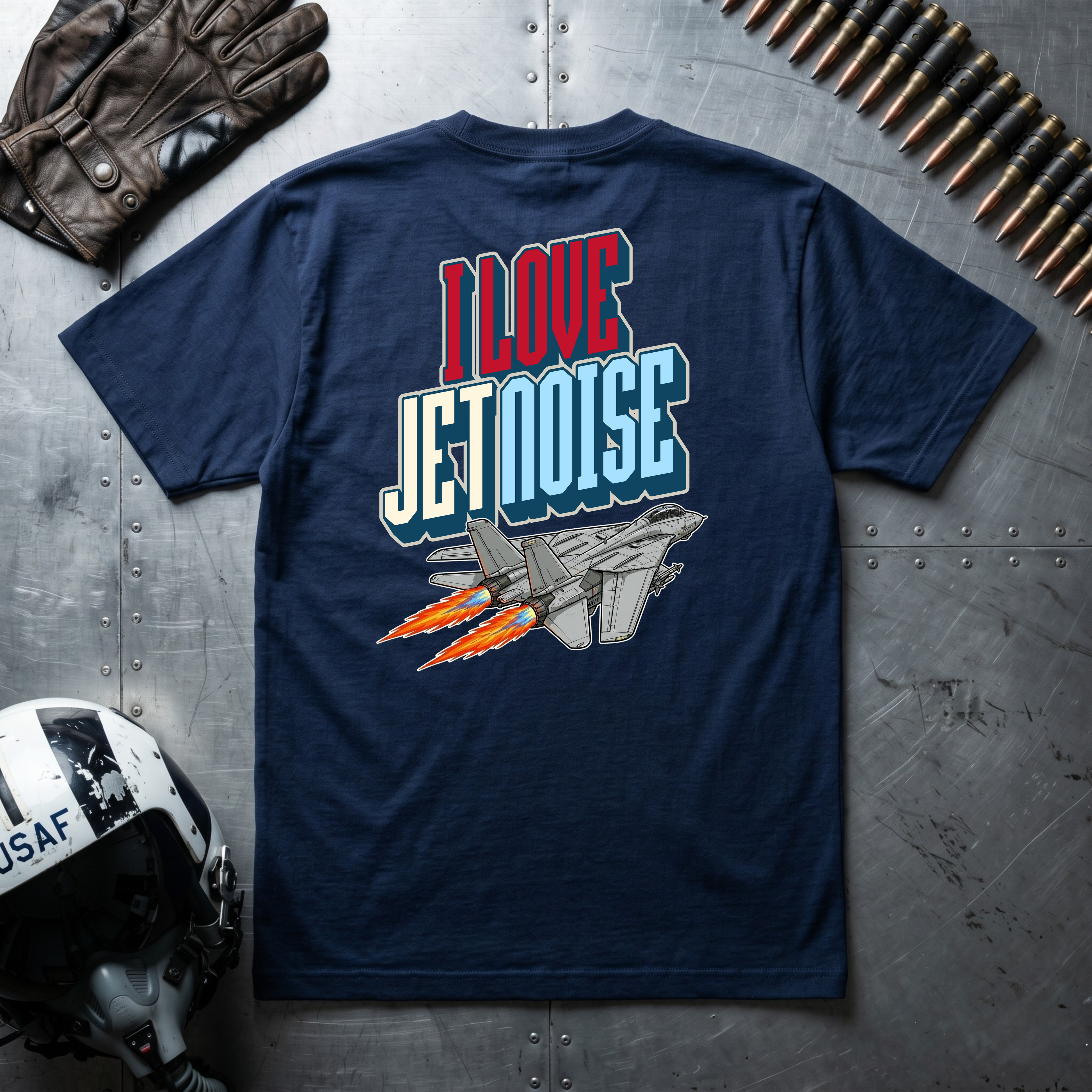 I LOVE JET NOISE T-Shirt - F14 TOMCAT (Front & Rear Design)